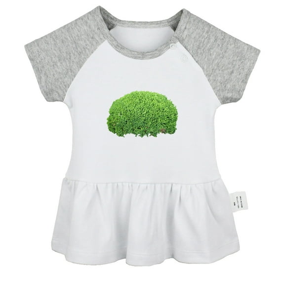 Nature Bushes Pattern Dresses For Baby, Newborn Babies Skirts, Infant Princess Dress, 0-24M Kids Graphic Clothes (Gray Raglan Dresses, 6-12 Months)