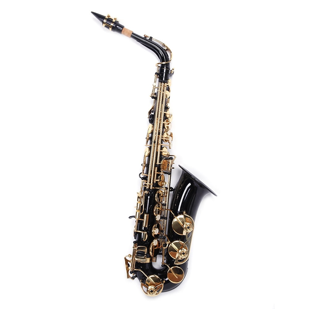 Tcbosik Alto Saxophone, Drop E Brass Sax Kit with Lubricants, Cleaning Cloth, Cleaning Brush, Carrying Case and Strap, Black