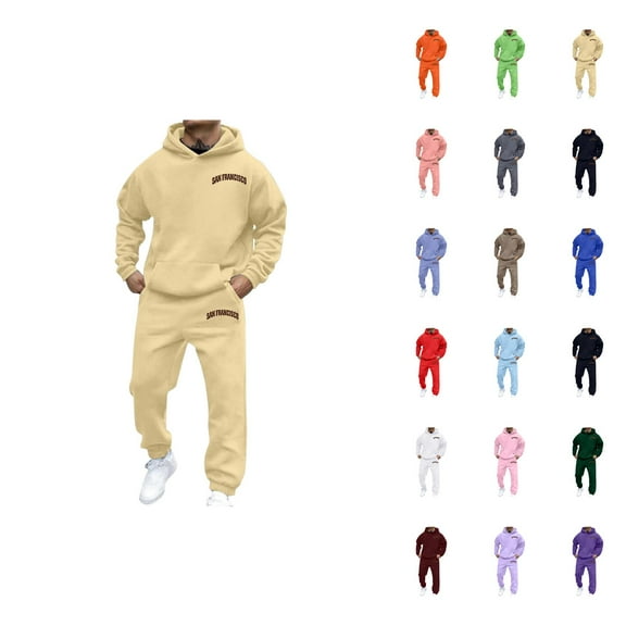 Mens Tracksuits 2025 San Francisco Casual Hooded Sweatshirt and Sweatpants Set Pockets Hoodie Joggers Trousers