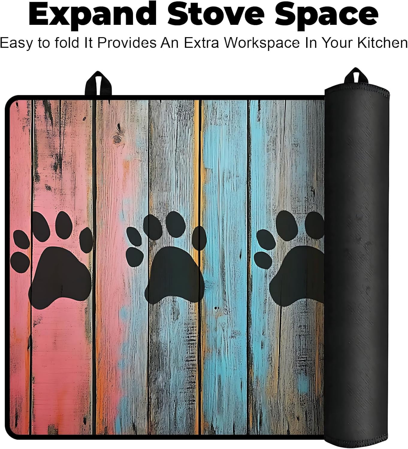 Heat-Resistant Glass Stove Top Cover with Anti-Slip Rubber Coating – Electric Stove Protector, Scratch-Resistant, Expands Counter Space, Stylish Kitchen Decor (Dog Paw Print)