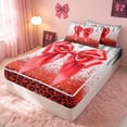 thumbnail image 3 of Homewish Red Bowtie Zipper Full Size Comforter Sets with Fitted Sheet and 2 Pillowcases for Kids Girls, Sequins Cheetah Print Zipper Bedding Set, 3 of 7