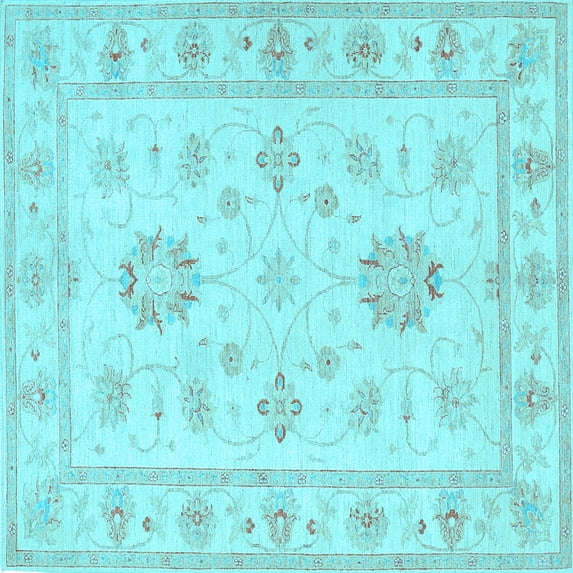 Ahgly Company Indoor Square Oriental Light Blue Traditional Area Rugs, 3' Square