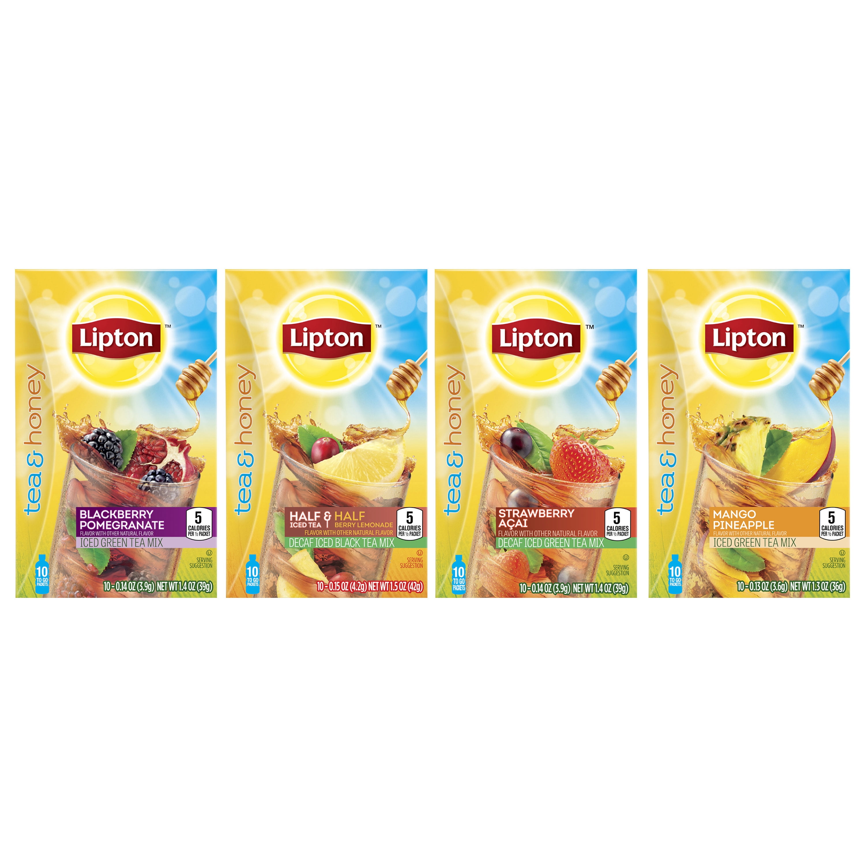 Lipton To-Go Iced Tea Packets Black Tea, Mango Pineapple, Caffeinated, 10 Count Box