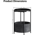 thumbnail image 2 of Small Side Table, Mini Round End Table, Tray Table with Fabric Storage Basket, Modern Nightstand for Living Room, Bedroom, Patio, Small Space, Black, 2 of 5