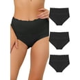 thumbnail image 1 of INSPIRE CHIC Women's Underwear Stretch Packs Lace High Rise Comfort Briefs All Black Medium, 1 of 6