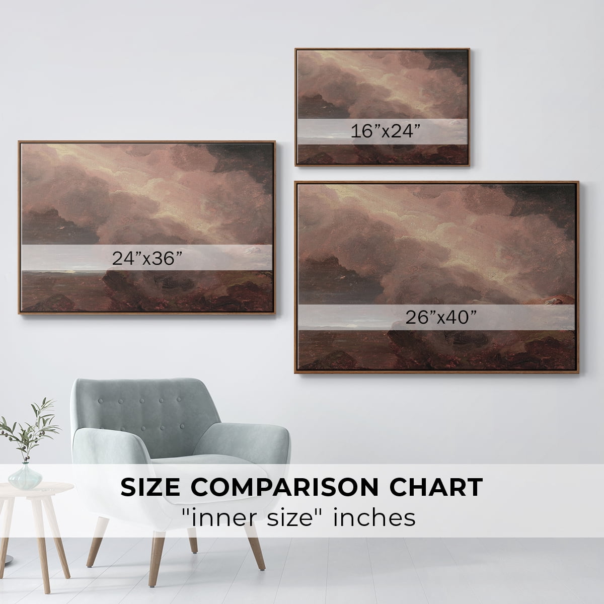 Vintage Landscape-CCCLXX By Wexford Home Framed in Walnut Wood Gallery Wrapped Canvas 27 in. x 41 in.
