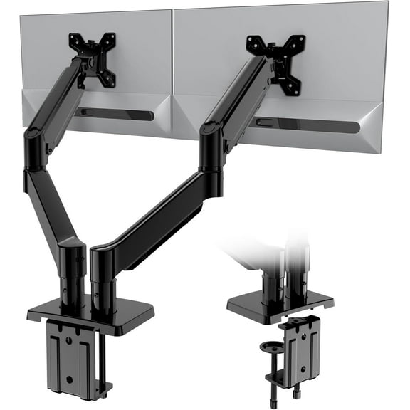 Dual Monitor Stand for Desk-Monitor Arms for 2 Monitors with C Clamp, Grommet Mounting Base for 13-32 Inch Computer Screens - Desk Accessories Monitor Mount Each Arm Holds 19.8lbs