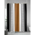 thumbnail image 5 of Shower Curtain Black Brown Stripe Bathroom Curtains with Hooks, Waterproof Fabric Boho Style Bath Shower Curtains Set for Bathroom Bathtubs Decor 72x72 Inch, 5 of 8
