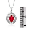 thumbnail image 4 of RYLOS Matching Jewelry Set 14K White Gold Princess Diana Inspired Earrings, Ring & Pendant Necklace W/ 18" Chain Gemstone & Diamonds 8X6MM Ruby July Birthstone; Size 8, 4 of 9