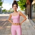 thumbnail image 3 of Women's Square Neck Ribbed Crop Tank Top with Wide Straps - Large, Pink, 3 of 7