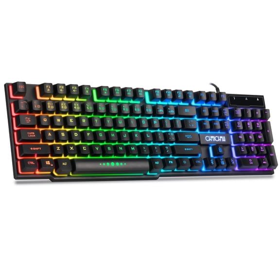 CHONCHOW Wired RGB Gaming Keyboard - 104 Keys Full Size, Mechanical Feel, Multimedia Keys, USB, for PC Mac PS5 PS4 Xbox