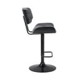 thumbnail image 3 of Armen Living Indoor Brooklyn Adjustable Swivel Gray Faux Leather and Black Wood Bar Stool with Black Base, 3 of 11