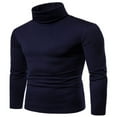 thumbnail image 3 of Chandails à Col Roulé Thermiques en Coton pour Hommes T-Shirt Extensible Col Haut Skivvy Coupe Ajustée Haut Rouge Vin TG, 3 of 5