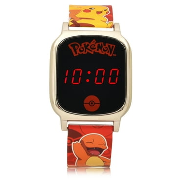 Pokémon Unisex Childrens LED Touch Screen Wristwatch with Metallic Silver Bezel and Silicone Strap (POK4255WM)