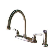 Twin Brass Lever Handles 8 Inch Kitchen Faucet With Side Sprayer - Satin Nickel Finish