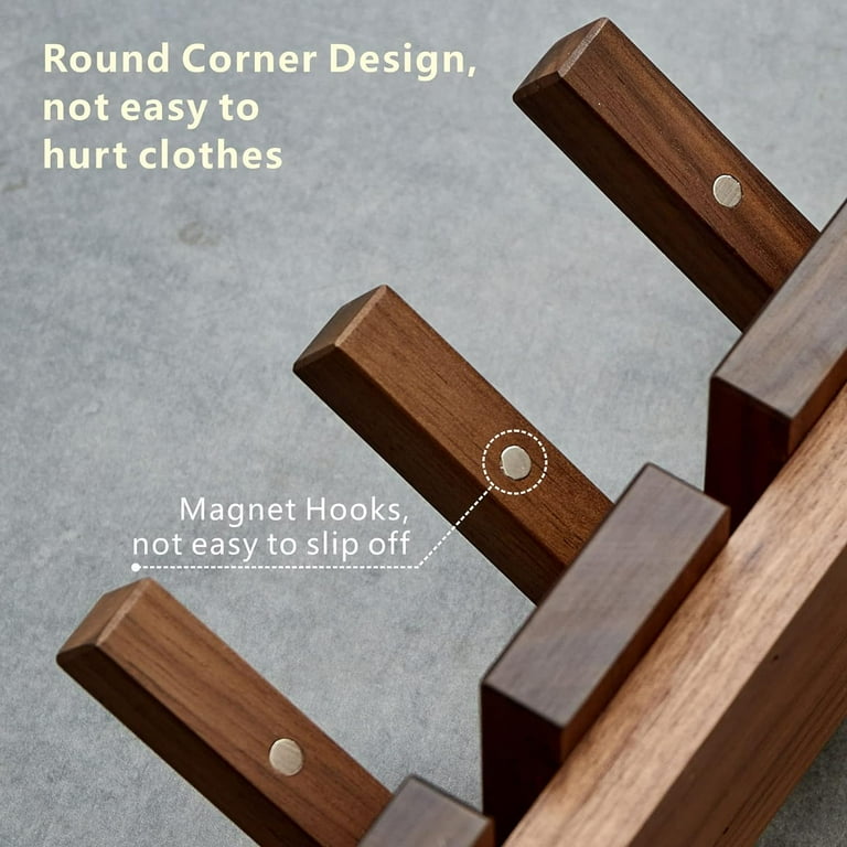 Wood Wall Mounted Coat Rack Coat Rack Wall Mount Flip Down Wall Hook Rack with 4 Hooks Entryway Wall Art Hook for Hanging Coats Keys Hats Towels Bags Walnut Walmart