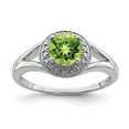 thumbnail image 6 of 925 Sterling Silver Rhodium-Plated Diamond and Peridot Ring Size 6, 6 of 6