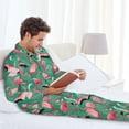 thumbnail image 6 of Naloa Tropical Flamingo Men’s Pajamas Set - Long Sleeve Button Down Sleep Shirt and Pajama Bottoms Sleepwear Set-XX-Large, 6 of 7