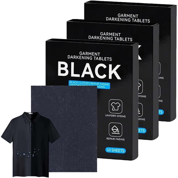 Tablettes de Teinture pour Tissus Noirs pour Vêtements, Tablettes de Peinture pour Tissus en Teinture Naturelle Noire pour Vêtements Fournitures de Lessive, Kit de Teinture pour Tissus pour Machines à Laver, Rénovateur de Couleur et Rafraîchisseur Sécuritaire pour Lavage à la Machine (3 Pcs - LI - Black )