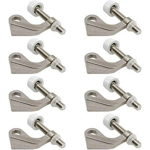 Litepak Hinge Pin Door Stop Heavy Duty Guard Adjustable Door Saver (8 Pack, Satin Nickel)
