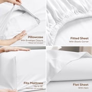 Utopia Bedding Queen Deep Pocket Bed Sheet Set, 4 Piece, 16 Inches, Premium Microfiber Sheets - White