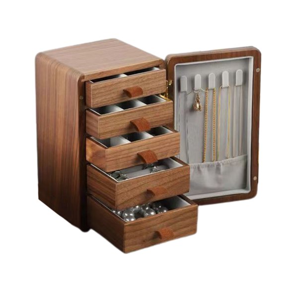 WINDLAND Elegant Storage Organizer for Women 5Drawers Jewelry Organizer Wood Necklace Box