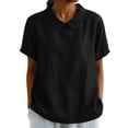 thumbnail image 3 of Uootdi Womens Tops Short Sleeve Collared Neckline Loose Fit Beach Stroll Casual Everyday Tees Gift, 3 of 7