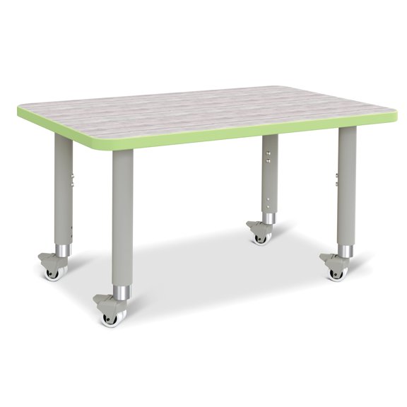Rectangle Activity Table - 24" X 36", Mobile - Driftwood Gray/Key Lime/Gray