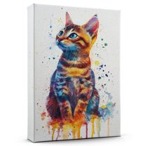 Bengal Cat Young Spotted Canvas Wall Art Animal Decor, Bengal Cat Young Spotted Canvas Prints Wild Animal Artwork for Living Room Bedroom Office 190HD35