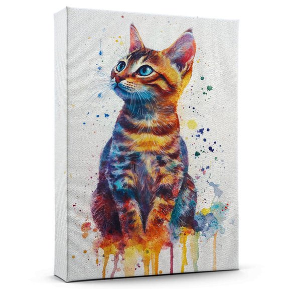 Bengal Cat Young Spotted Canvas Wall Art Animal Decor, Bengal Cat Young Spotted Canvas Prints Wild Animal Artwork for Living Room Bedroom Office 190HD35