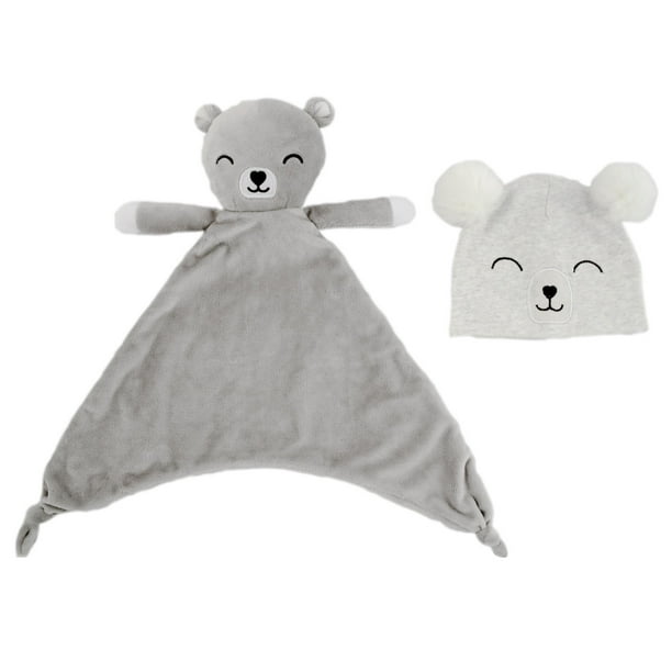 Rising Star Baby Boy Plush Lovey Bear Blanket With Matching Hat Set Light Grey Ages 0 12m Walmart Com Walmart Com