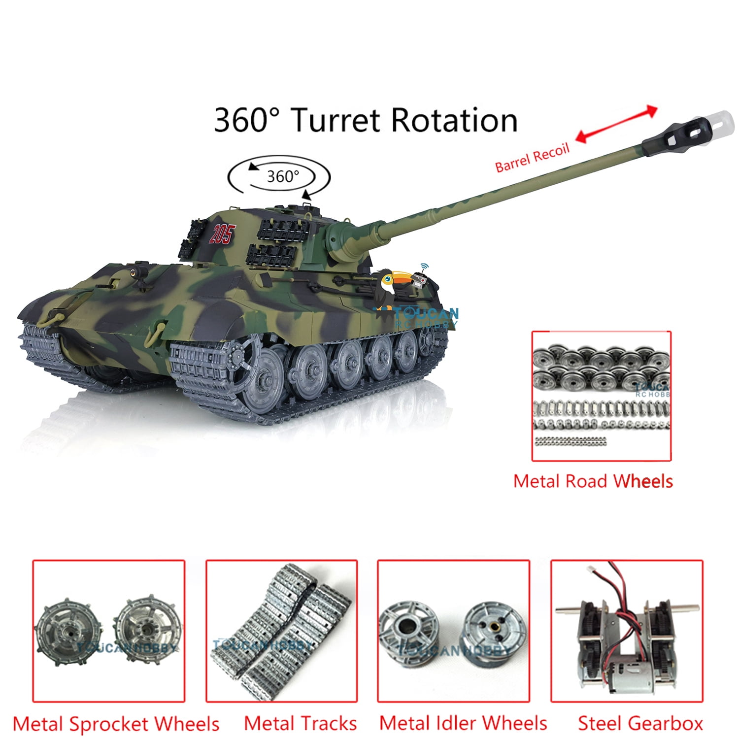 KING TIGER 1/16 ラジオコントロールタンク Pro Edition Henglong 1/16 King Tiger 2 RC Tank, Radio