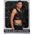 thumbnail image 4 of Men's Shiny Metallic Crop Top, Sexy Sleeveless Round Neck Tank Top for Party Music Festival Clubwear, Holographic Shimmer Rave Outfit for Men Black M, 4 of 7