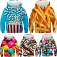 thumbnail image 2 of Sudaderas con capucha para niños y niñas con estampado 3D de comida divertida, macarrones de caramelo, sudaderas con capucha para niños, ropa para adolescentes, jerseys de Nutella para niños 2021, 2 of 5