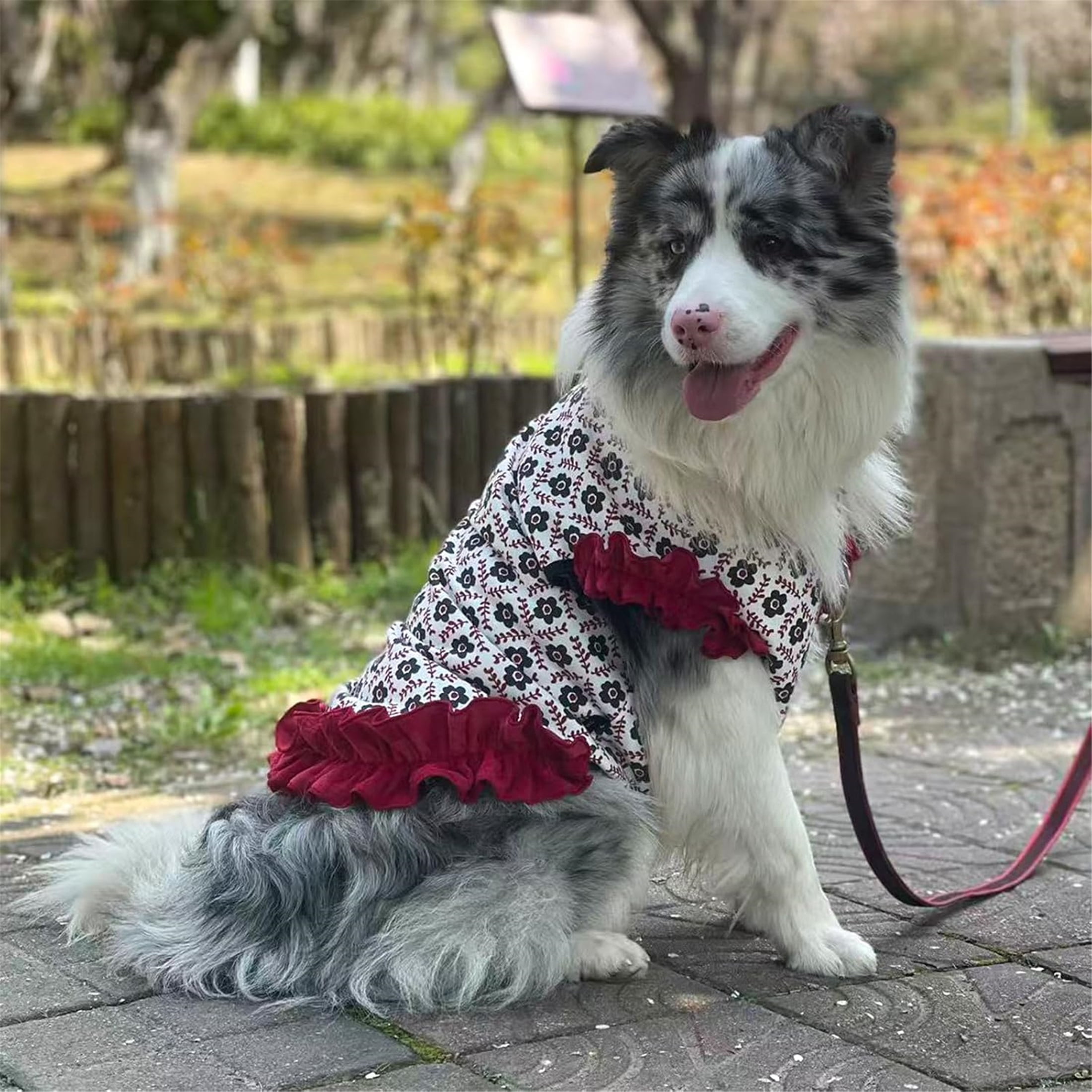 UOSIA Large Dog Dresses Clothes Girl Floral Princess Lace Tutu Dress Pet Pullover Vest Outfits for Wedding Birthday