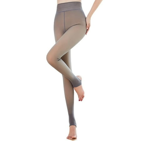 

Wassery Women s Fake Translucent Thermal Pantyhose Opaque Fleece Lined Tights Winter Sheer Warm Stretchy Leggings