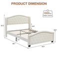 thumbnail image 2 of Homhougo Queen Bed Frame with Tall Headboard 47.2",Upholstered Platform Bed Frame with Velvet Button Tufted & Nailhead Trim Wingback Headboard,Luxurious Arched Footboard,No Box Spring Needed,Beige, 2 of 10