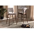 thumbnail image 1 of Baxton Studio Colton Mid-Century Modern Light Gray Fabric Upholstered and Walnut-Finished Wood Bar Stool, 1 of 5
