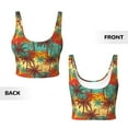thumbnail image 5 of Haiem Colorful Hawaii Palms Pattern Womens Sports Bra - U Neck Padded Low Impact Yoga Bra Workout Crop Top Gym Moisture-Wicking Workout Vest -, 5 of 9