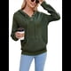 thumbnail image 3 of Sudadera de Lana Extragrande con Capucha y Colores Contrastantes para Mujer, de Punto, con Cuello en V, Informal, con Bolsillos Verde XL, 3 of 9