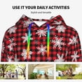 thumbnail image 4 of Balery Snowflakes On A Buffalo Plaid Christmas Pattern Womens Long Sleeve Hoodie, Pullover Hooded Sweatshirt, Kangaroo Pocket Hoodie with Eye-catching Drawstrings-X-Large, 4 of 7