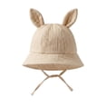 thumbnail image 2 of Kids Girls Cotton Sun Hat Kids Bucket Hat Khaki Summer Outdoor Breathable Hat with Adjustable Chin Strap,Size Free Size, 2 of 6