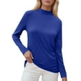 thumbnail image 7 of TRUBKH Long Sleeve Shirts for Women Turtleneck Tops for Women Going Out Tops for Women Ribbed Tops for Women Shirts Round Neck Long Sleeve Fall Fashion Tops Blouses Clothes Blazers for Women Blue Xl, 7 of 7
