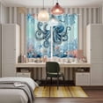 thumbnail image 4 of Coastal Octopus Blue Kitchen Curtains Window Panels, Summer Beach Nautical Coral Starfish Insulated Window Treatment Curtain, Grommet Curtains for Bedroom/Living Room/Bathroom, 2 Piece 42"Wx63"L, 4 of 8