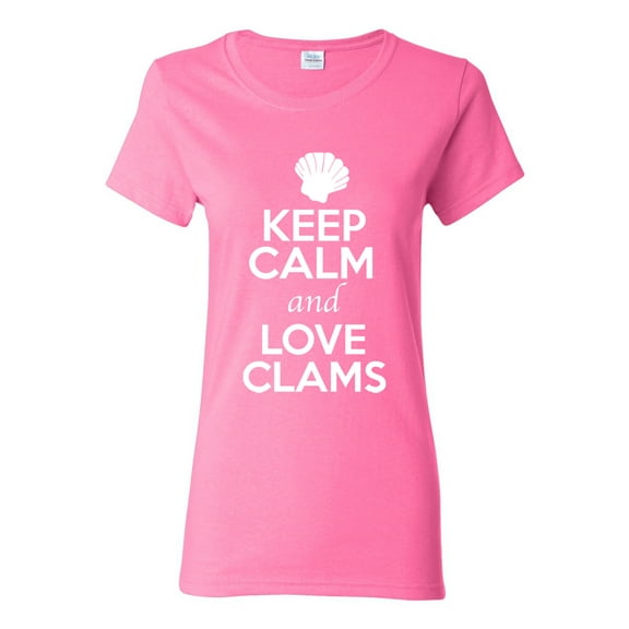 Ladies Keep Calm And Love Clams Shell Animal Lover T-Shirt Tee