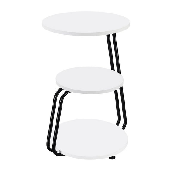 Plethoria Home White and Black 3-Tier Round Side Table