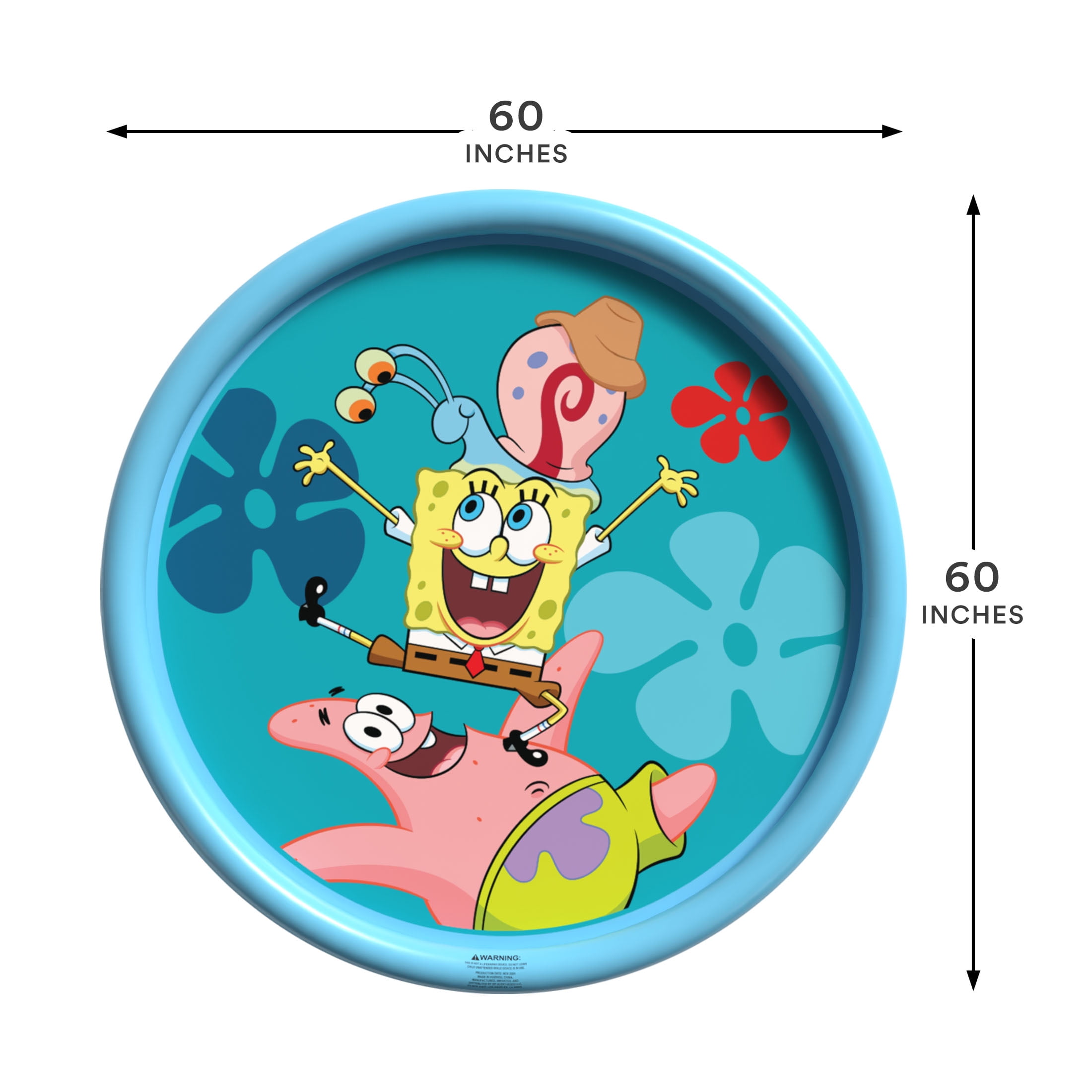 SpongeBob SquarePants 60" Inflatable Water Splashpad for Summer Fun and Water Play, Children Ages 2+