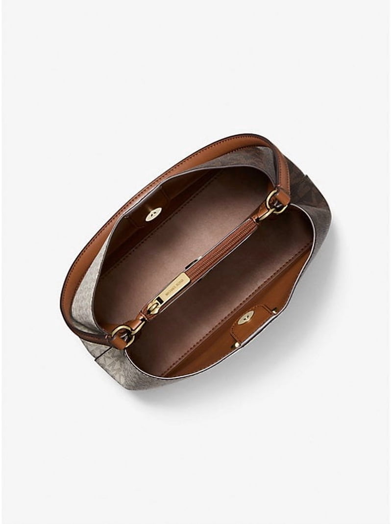 Michael Kors Outlet Pratt Medium Two-Tone Signature Logo Shoulder