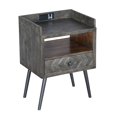 thumbnail image 3 of Shon 25 Inch Raised Top Wood End Side Table Nightstand with USB, Power Outlet, Distressed Gray, 3 of 5