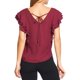 thumbnail image 3 of Blusa Con Olanes Mujer Escote V Manga Corta Casual vino CH, 3 of 5